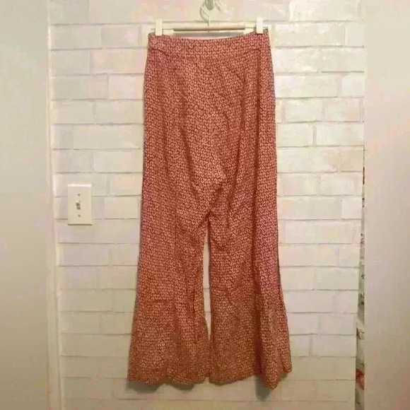Maeve by Anthropology size 0 red white floral rayon flare side zip pants - Picture 2 of 4